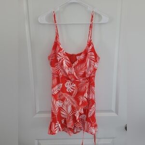 Pink Lily Red and White Tropical Romper